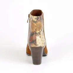 Boots, Bottines|MASCARA Bottines A Talons Femme Avec Effet Reptile Marron