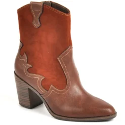 Boots, Bottines|VICE VERSA Bottines A Talons Femme Style Western Marron