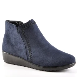Chaussures Confort|LADY CONFORT Bottines Compensees Aspect Velours Bleu Marine