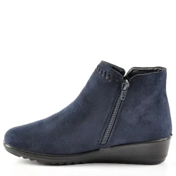 Chaussures Confort|LADY CONFORT Bottines Compensees Aspect Velours Bleu Marine
