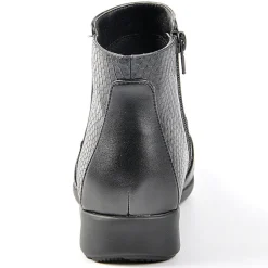 Chaussures Confort|LADY CONFORT Bottines Compensees Avec Effet Reptile Noir