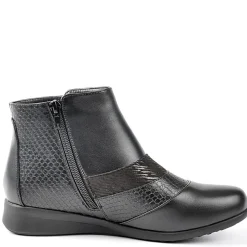 Chaussures Confort|LADY CONFORT Bottines Compensees Avec Effet Reptile Noir