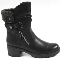 Boots, Bottines|VICE VERSA Bottines Femme A Talons Avec Col Fausse Fourrure Noir