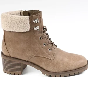 Boots, Bottines|VICE VERSA Bottines Femme A Talons Avec Col Fausse Fourrure Beige