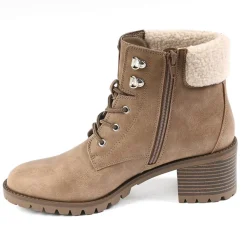 Boots, Bottines|VICE VERSA Bottines Femme A Talons Avec Col Fausse Fourrure Beige