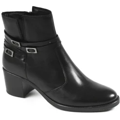 Boots, Bottines|TIPO ALTO Bottines Femme A Talons Avec Boucles Metalliques Noir