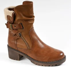 Boots, Bottines|VICE VERSA Bottines Femme A Talons Avec Col Fausse Fourrure Marron