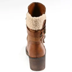 Boots, Bottines|VICE VERSA Bottines Femme A Talons Avec Col Fausse Fourrure Marron