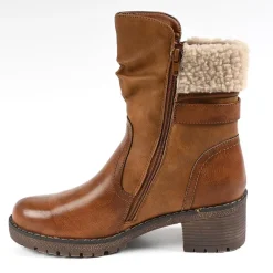 Boots, Bottines|VICE VERSA Bottines Femme A Talons Avec Col Fausse Fourrure Marron