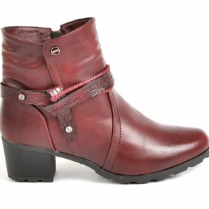 Chaussures Confort|SCALINA Bottines Femme A Talons Bordeaux