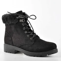 Boots, Bottines|VICE VERSA Bottines Femme Avec Col Fausse Fourrure Noir