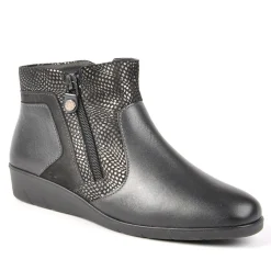 Chaussures Confort|LADY CONFORT Bottines Femme Compensees Avec Zip Sur Le Cote Confort Noir