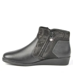 Chaussures Confort|LADY CONFORT Bottines Femme Compensees Avec Zip Sur Le Cote Confort Noir