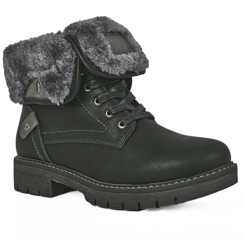 Boots, Bottines|OUTSHOES Bottines Plates Avec Col Fausse Fourrure Noir