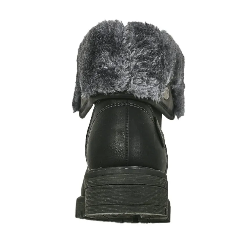 Boots, Bottines|OUTSHOES Bottines Plates Avec Col Fausse Fourrure Noir