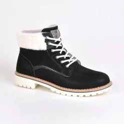 Boots, Bottines|OUTSHOES Bottines Plates Avec Col Fausse Fourrure Noir