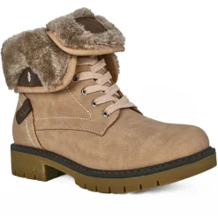 Boots, Bottines|OUTSHOES Bottines Plates Avec Col Fausse Fourrure Rose