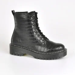 Boots, Bottines|VICE VERSA Bottines Plates Avec Effet Croco Noir
