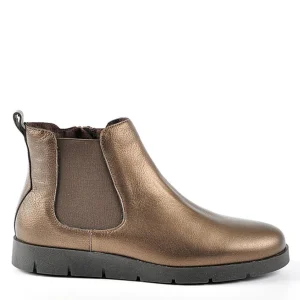 Chaussures Confort|SCALINA Bottines Plates Avec Elastiques Bronze