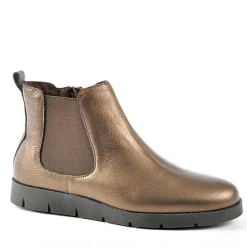 Chaussures Confort|SCALINA Bottines Plates Avec Elastiques Bronze