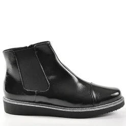 Chaussures Confort|SCALINA Bottines Plates Avec Elastiques Vernis Noir