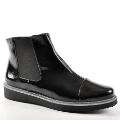 Chaussures Confort|SCALINA Bottines Plates Avec Elastiques Vernis Noir