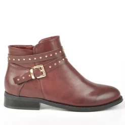 Boots, Bottines|VICE VERSA Bottines Plates Avec Petits Clous Bordeaux
