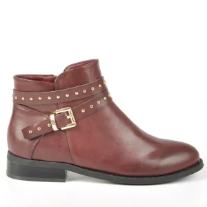 Boots, Bottines|VICE VERSA Bottines Plates Avec Petits Clous Bordeaux