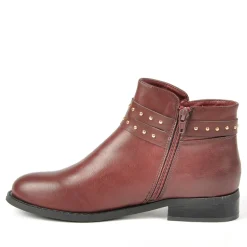 Boots, Bottines|VICE VERSA Bottines Plates Avec Petits Clous Bordeaux