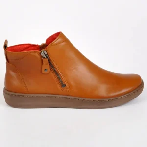 Chaussures Confort|RELAXSHOE Bottines Plates Avec Zip Pratique Sur Le Cote Camel