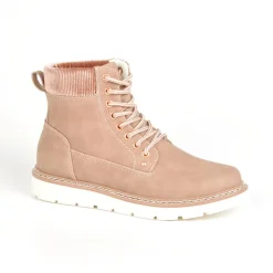 Boots, Bottines|OUTSHOES Bottines Plates Femme Avec Col Velours Rose