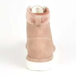 Boots, Bottines|OUTSHOES Bottines Plates Femme Avec Col Velours Rose