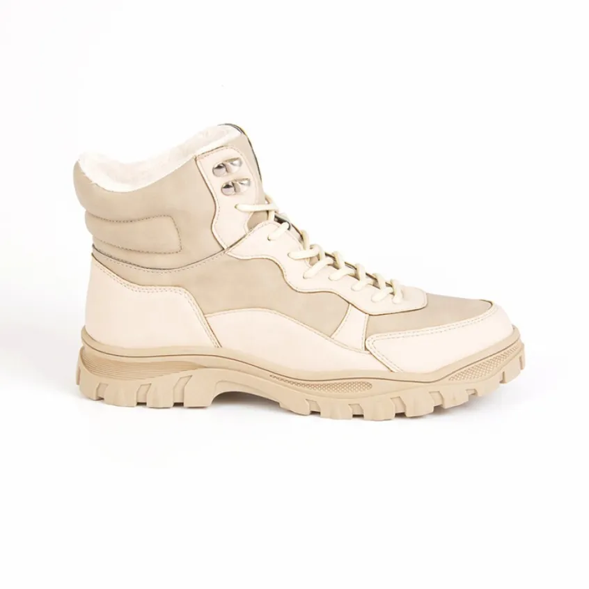 Boots, Bottines|OUTSHOES Bottines Plates Femme Bi-Matieres Beige