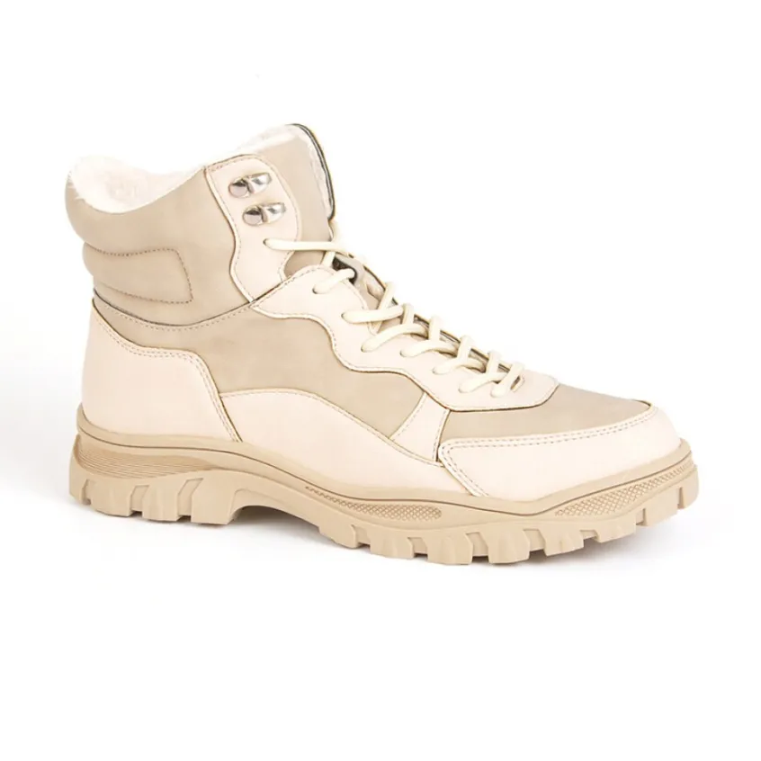 Boots, Bottines|OUTSHOES Bottines Plates Femme Bi-Matieres Beige