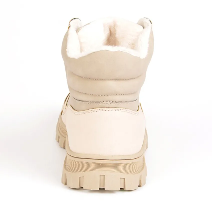 Boots, Bottines|OUTSHOES Bottines Plates Femme Bi-Matieres Beige