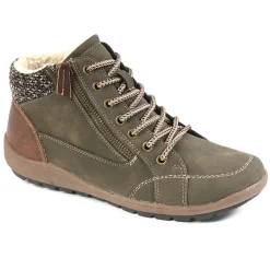 Chaussures Confort|SCALINA Bottines Plates Femme Kaki