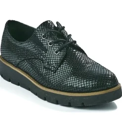 Chaussures Confort|SCALINA Derbies Confort Femme Noir Effet Reptile