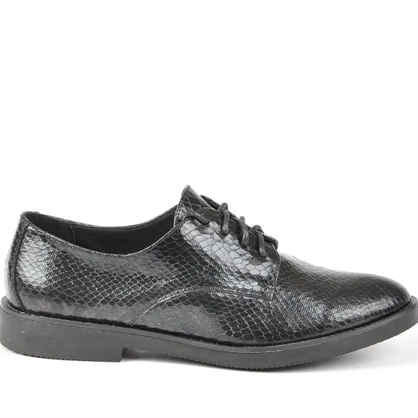 Derbies|ANA LUNA Derbies Femme Avec Effet Reptile Noir