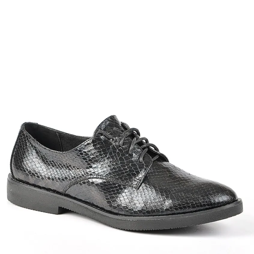 Derbies|ANA LUNA Derbies Femme Avec Effet Reptile Noir