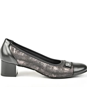 Chaussures Confort|LADY CONFORT Escarpins Bi-Matieres Confortables Noir 4Cm