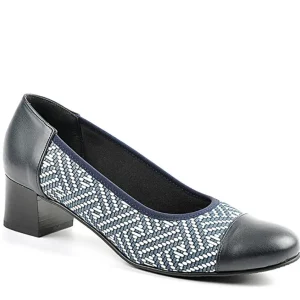 Chaussures Confort|LADY CONFORT Escarpins Bi-Matieres Bleu Marine