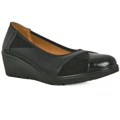 Chaussures Confort|SCALINA Escarpins Compenses Bi-Matieres Noir