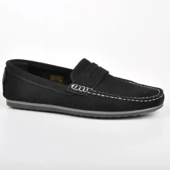 Mocassins, Chaussures Bateaux|FORTUNATO Mocassins Aspect Daim Noir