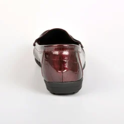 Chaussures Confort|SCALINA Mocassins Avec Effet Croco Bordeaux