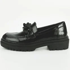 Mocassins|VICE VERSA Mocassins Crantes Vernis Noir Femme A Chaine