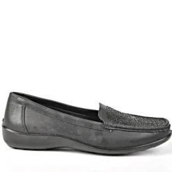 Chaussures Confort|LADY CONFORT Mocassins Femme Avec Strass Noir