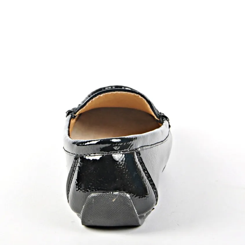 Chaussures Confort|SCALINA Mocassins Femme Avec Strass Vernis Noir