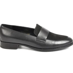 Mocassins|TIPO ALTO Mocassins Femme En Cuir Noir Effet Bi-Matieres
