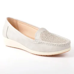 Chaussures Confort|LADY CONFORT Mocassins Femme Gris Avec Strass