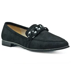 Mocassins|VICE VERSA Mocassins Femme Noir A Chaine Argentee